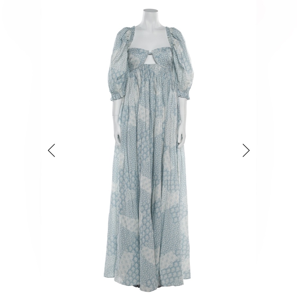 🩵Unreleased Selkie Sample Nora Treehugger Blue Cotton Patchwork Gown Dress🩵